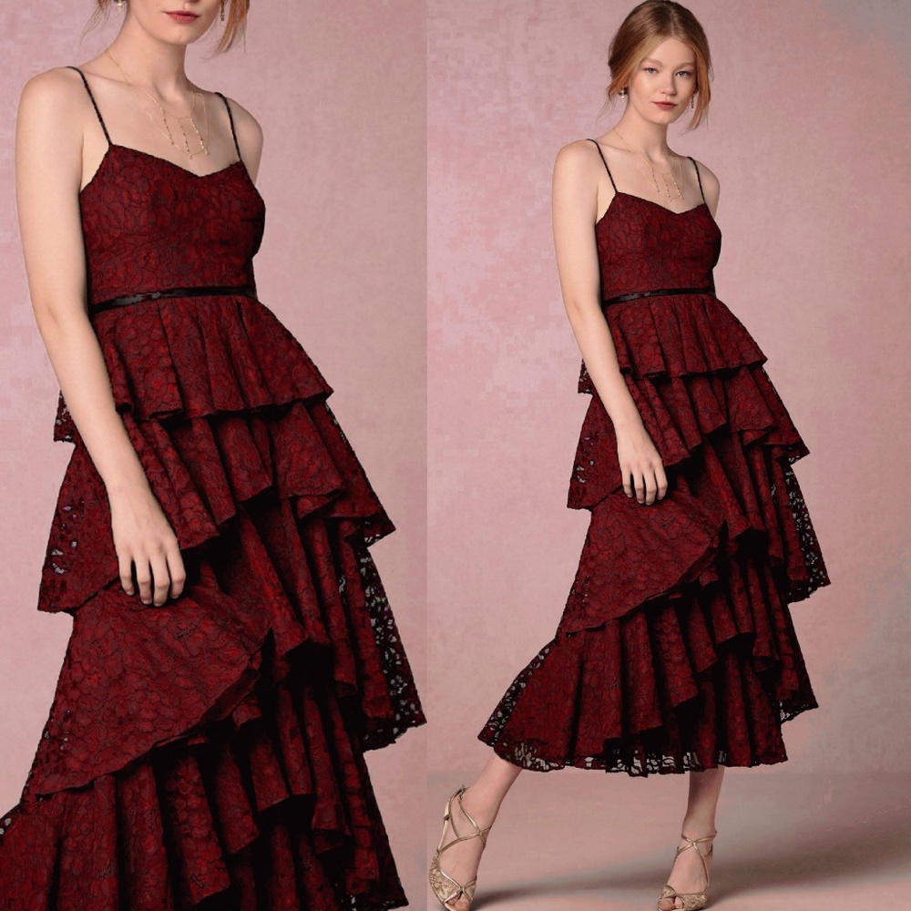 π₯ Anthropologie BHLDN Ruby Wine Dress - Picture 3 of 7